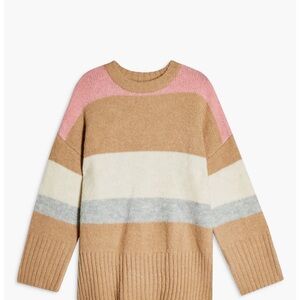 Topshop Tan and Cream Striped Sweater